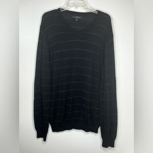 Marc Anthony Black Horizontal Striped Crew Neck Long‎ Sleeve Sweater Men's XXL